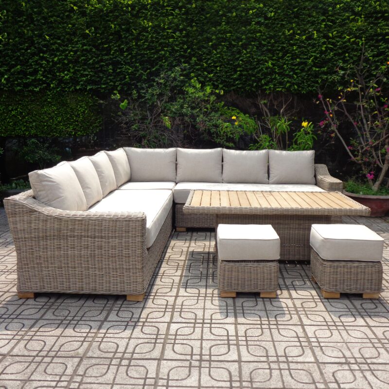Capri Outdoor Large Corner Set With Riser Table + 2 Stools 23099